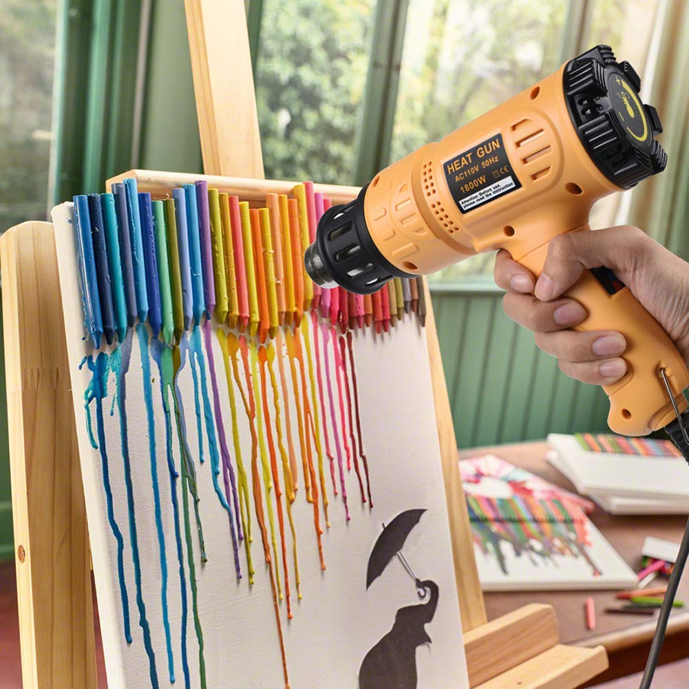 Фен горячего воздуха 1800 Вт 122℉~1202℉(50℃- 650℃) Комплект для быстрого нагрева, мощный термофен, регулируемая температура, защита от перегрузки с 4 насадками