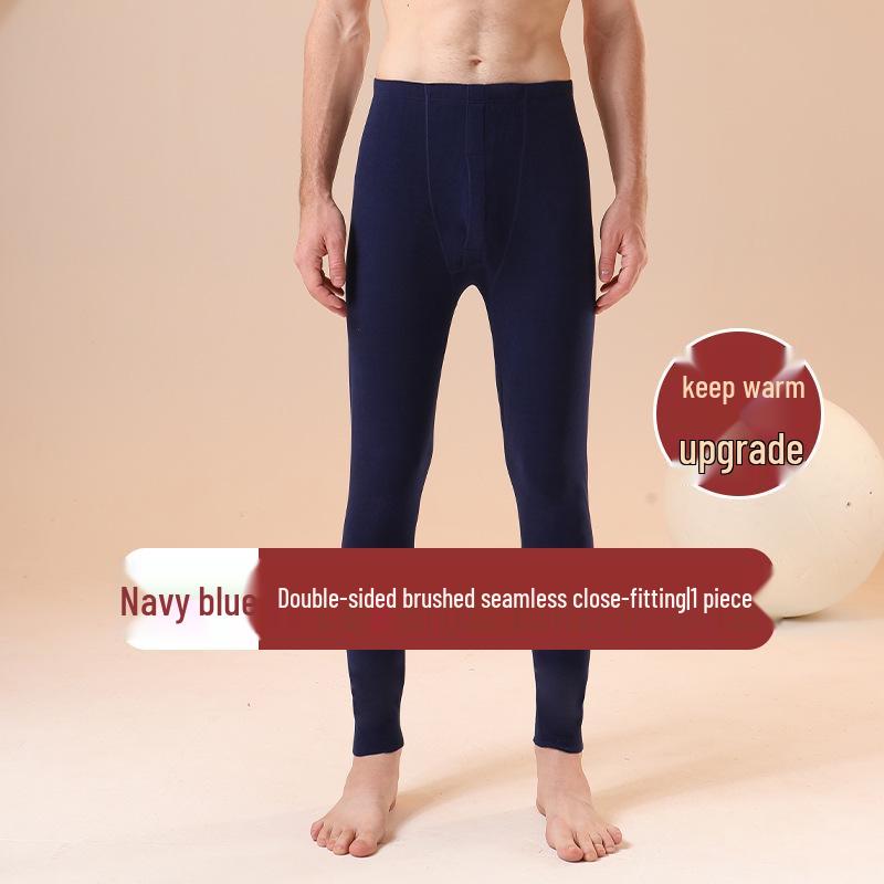 Мужские бесшовные термолеггинсы с высокой талией - Теплые осенние брюки из хлопка и шерсти