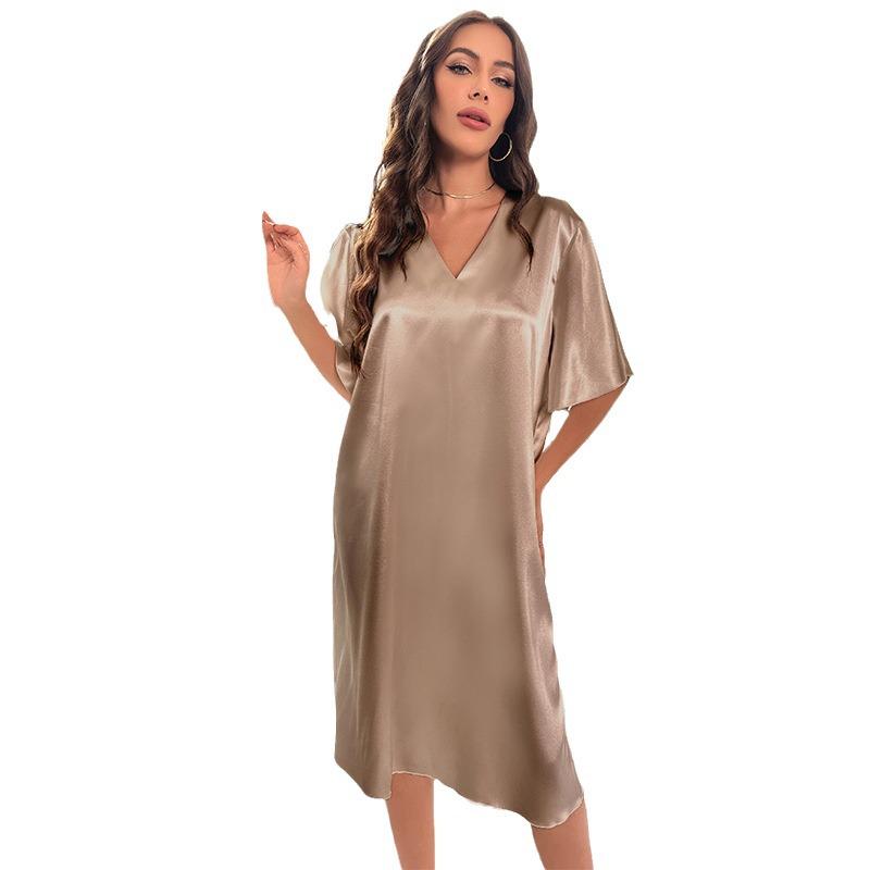 Женская ночная сорочка большого размера из ледяного шелка - Летняя прохладная, тонкая домашняя одежда