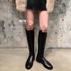 Xiaoxiangfeng Black Boots Women's Autumn and Winter New Flat-bottomed High Knight Boots But Knee Boots High Boots
