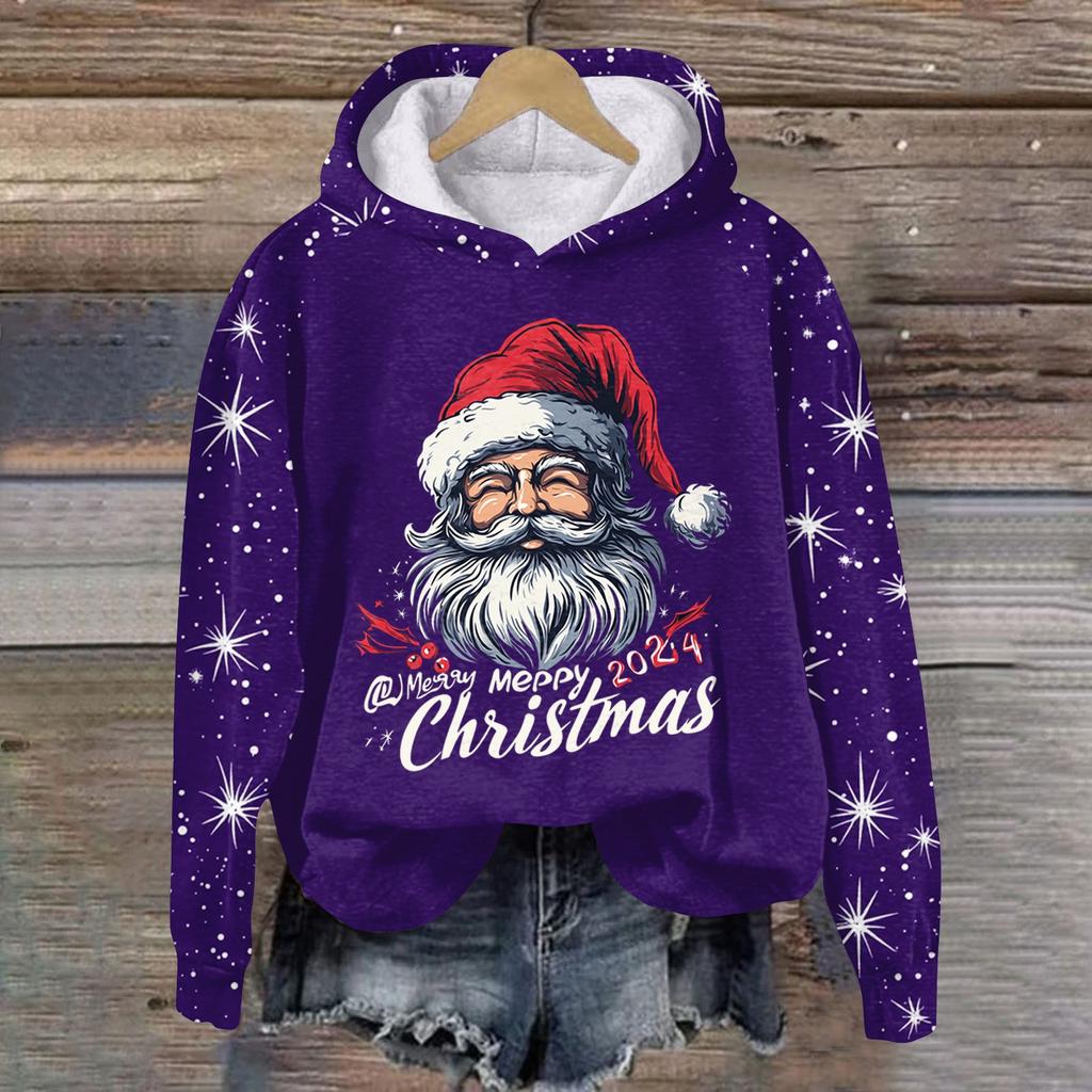 Женская модная толстовка с капюшоном и глубокими рукавами с рождественским принтом