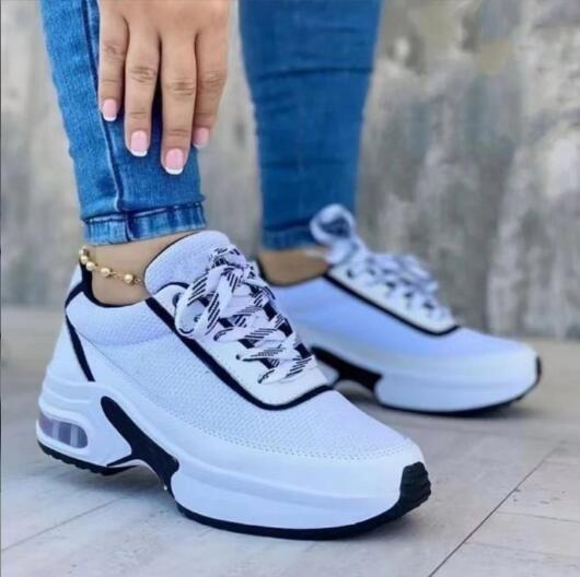 Fashion Sneakers 2025 New Fashion Wedge Platform Plus Size Casual Sports Shoes Women Lace-up Mesh Breathable Women's Vulcanized Shoes