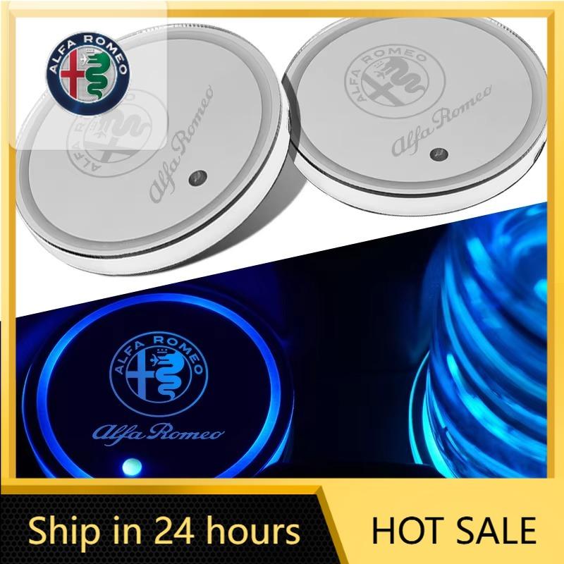 For Alfa Romeo 508 Car Sticker For Alfa Romeo 147 7 Colors Car Styling LED Luminous Water Cup Pad For Alfa Romeo Giulia 156 1 qw2