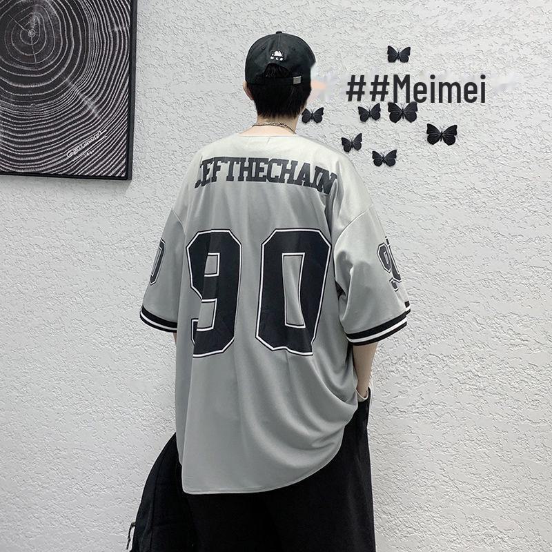 Летняя мужская модная рубашка с коротким рукавом 2023 года: Бейсбольная куртка-кардиган в стиле хип-хоп в Гонконге и Японии