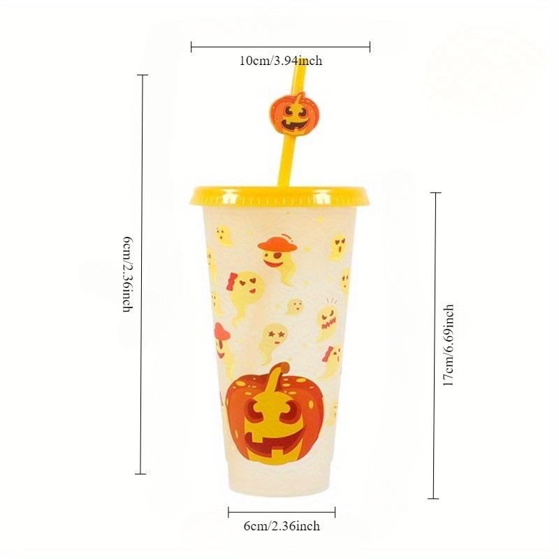 Новые разноцветные пластиковые стаканчики для холодных напитков, забавные чехлы в виде тыквы, пластиковые стаканчики с трубочкой