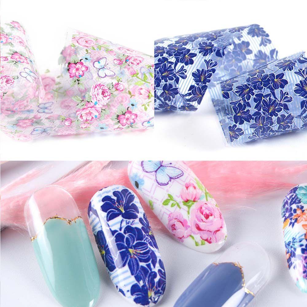 Аксессуары Голографические Наклейки для Ногтей Переводная Бумага Наклейки Цветочные Наклейки для Ногтей Цветочная Фольга для Ногтей