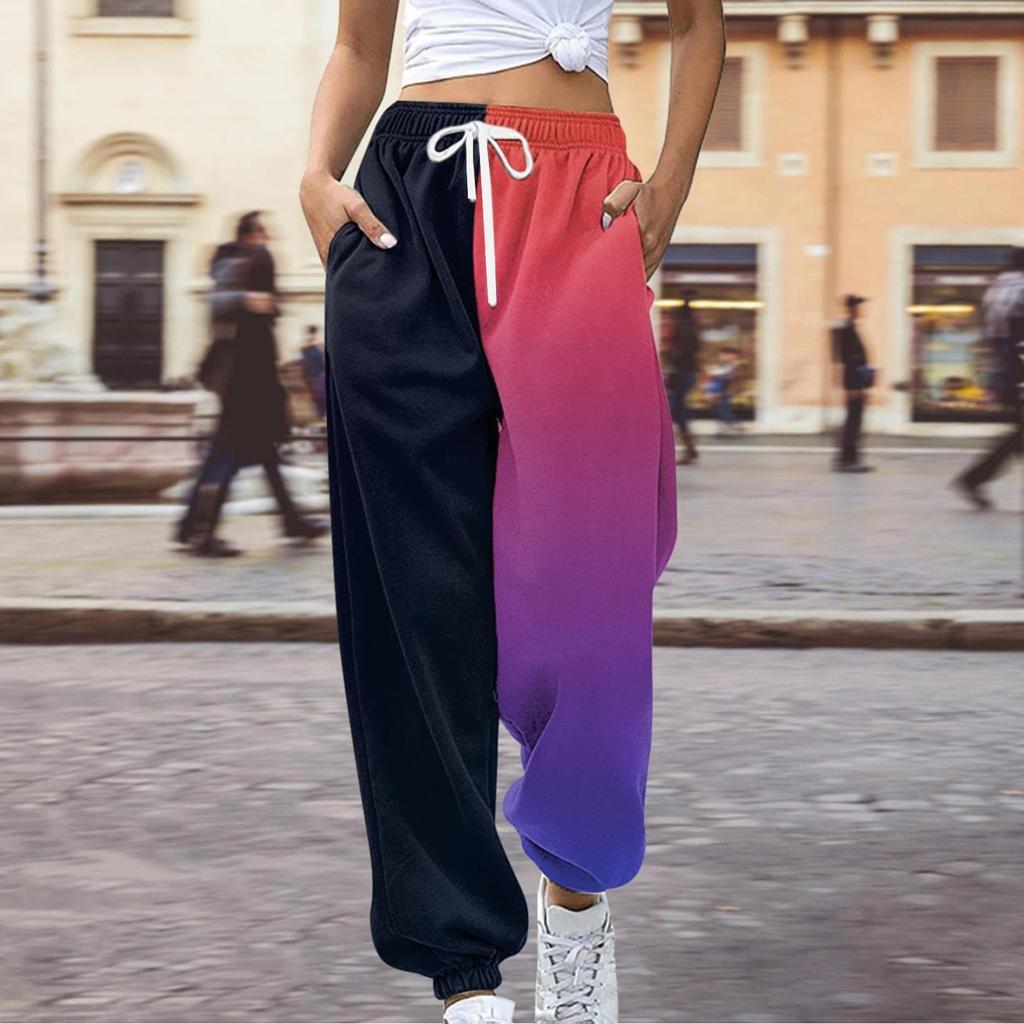 Женские повседневные модные спортивные штаны повседневные брюки с принтом одинакового цвета