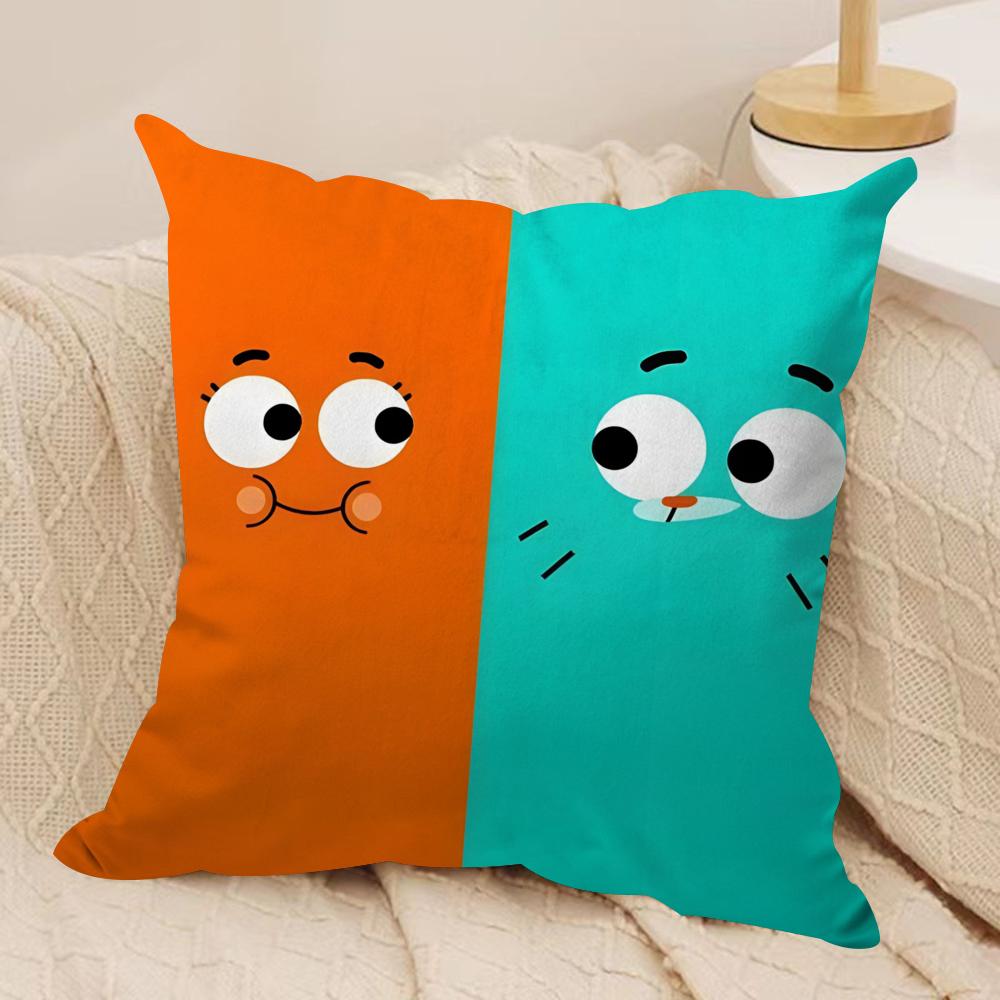Animation Amazing World Gumball Cushion Cover Soft Plush Fabric DoubleSided Printed Sofa Cushion Cover for All Seasons Decor