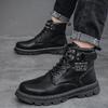 Высокие мужские роскошные ботинки, удобные водонепроницаемые рабочие ботинки на шнуровке для мужчин 2024 года, модные нескользящие износостойкие мужские повседневные ботинки