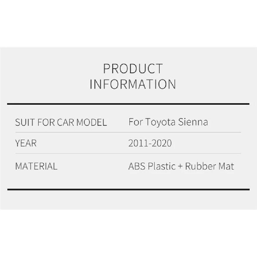 Center Console Organizer Tray For Toyota Sienna Accessories 2011-2020 Secondary Armrest Storage Glove Box ABS Black Materials