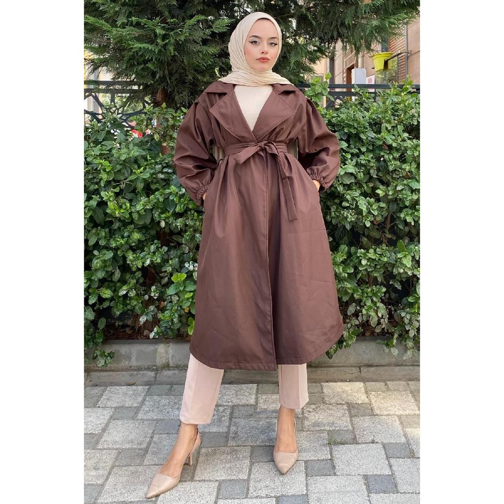 Тренч с объемными рукавами и завязкой на талии