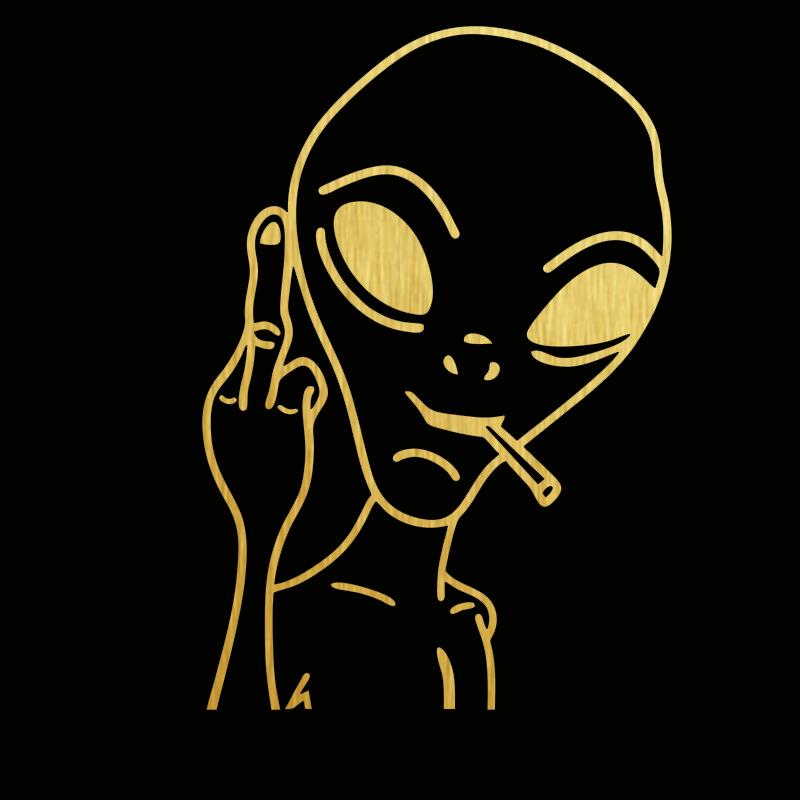 HungMieh Car Stickers Funny Alien Personality Ufo Decals Laser Vinyl Sticker Car 3D Car Styling Decoration 10.3X15cm