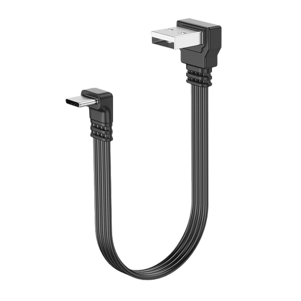 Кабель передачи данных USB 2.0 - Type C, 2 А, быстрая зарядка, скорость передачи данных 480 Мбит/с, плоский провод, колено 90 градусов для планшетов и телефонов