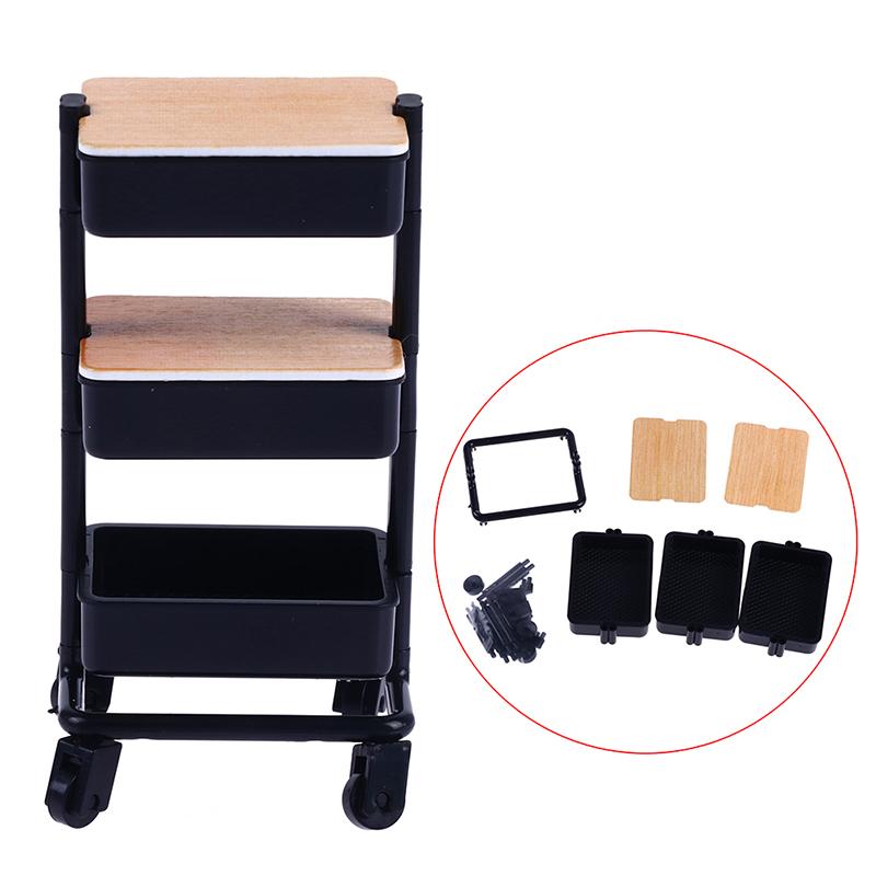 1:12 кукольных тележек, обеденная тележка с полкой для хранения на колесах, мебельный декор, игрушка