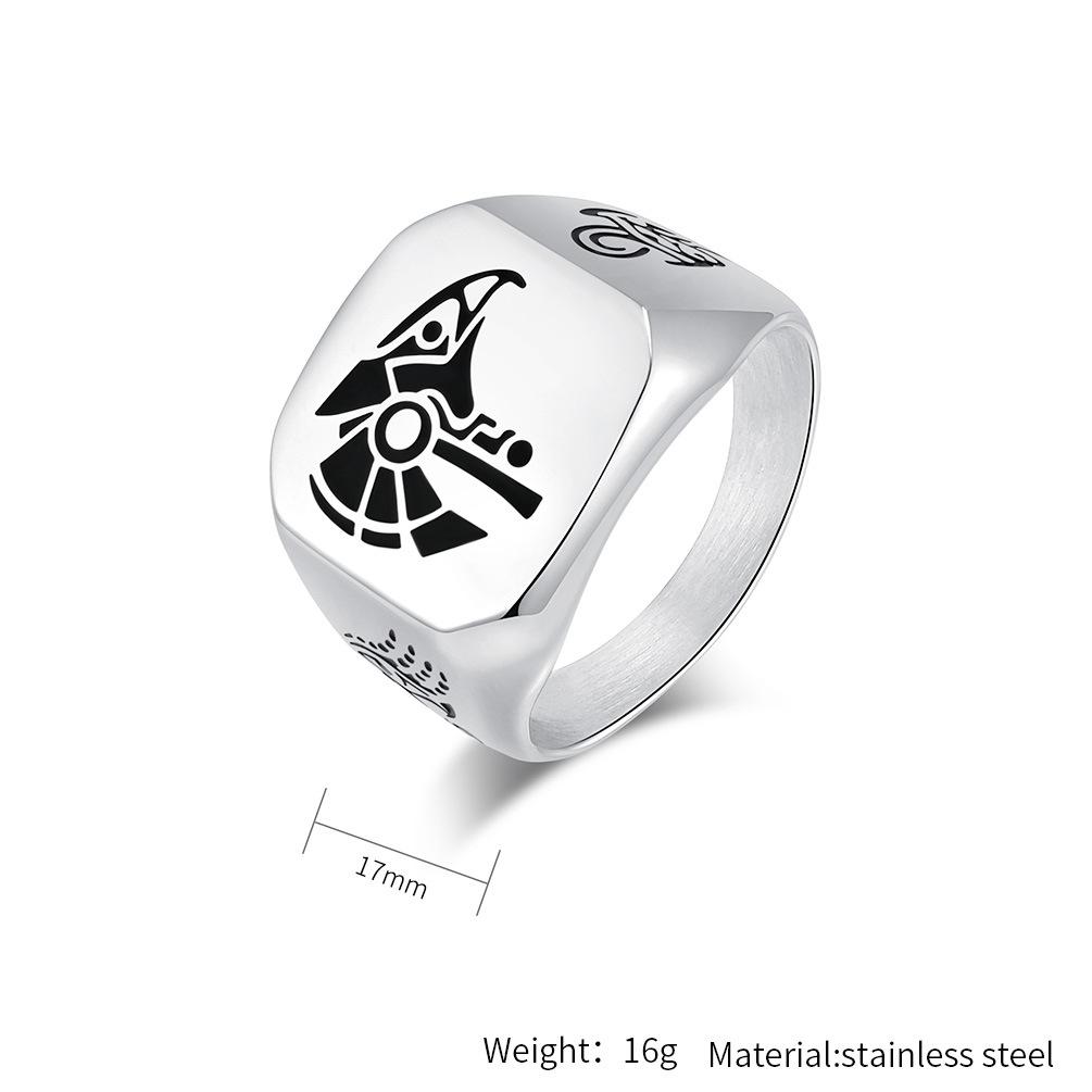 Винтажное кольцо из титановой стали с изображением египетского фараона Гора, бога неба, для мужчин, модное литературное тотемное покровительствующее украшение, аксессуар для мужчин в стиле хип-хоп
