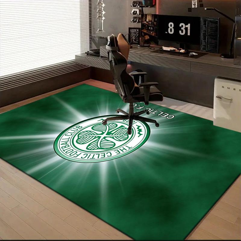 Cel-tic Football Club Crest Printed Office Carpet Chair Cushion Entryway Rug, Rugs for Living Room, Bedroom Christmas gifts