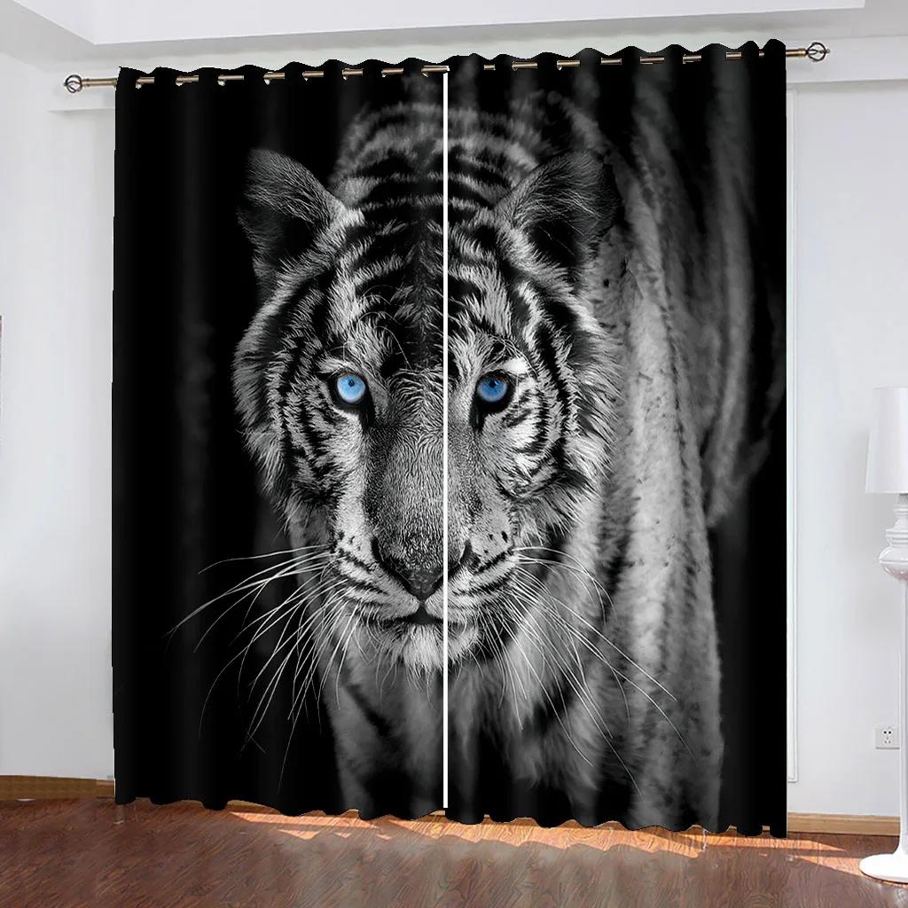 3D Print Rose Lion Tiger Wolf  Animal Shading Windowpane Drape for Children ' s Livingroom Space Bedchamber Kicthen Door HallHouseholdDecoration