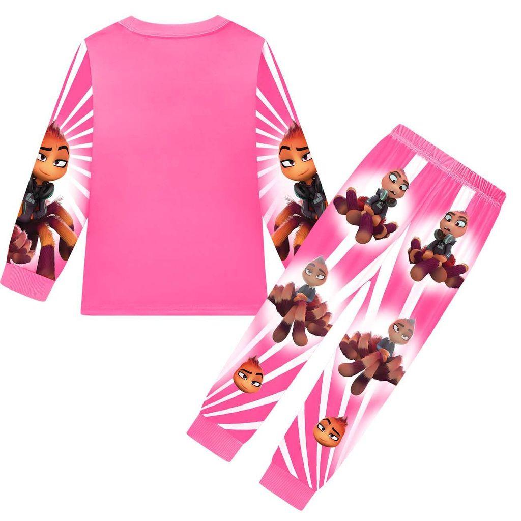 Детский Аниме Мультяшный Принт Плохие Парни Повседневный Комплект Одежды Футболка с Длинными Рукавами и Брюки для Мальчиков и Девочек