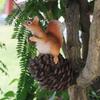 Squirrel Garden With Pinecone Ornament Handmade Resin For Party Decor Holiday