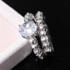Gorgeous Wedding Set Rings for Women Engagement Rings Luxury Inlaid Round Cubic Zirconia Jewelry Suitable for Everyday Wear Jewelry