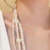 French Style Retro Faux Pearls Necklace Women Long White Three Layered Faux Pearls Luxury Sweater Necklace Jewelry Gift