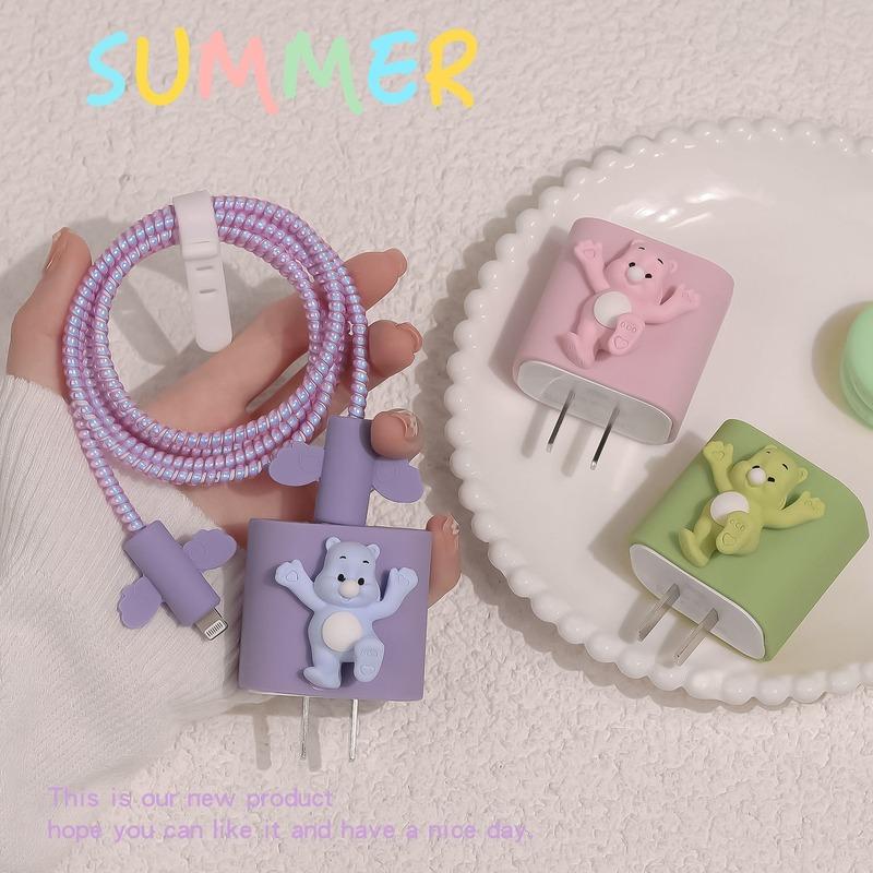 Cute Cable Protector Cord Wire Cartoon Protection Charger Protector Cover Soft Siliconer Charging Cable Protection Case for iPhone 18/20w