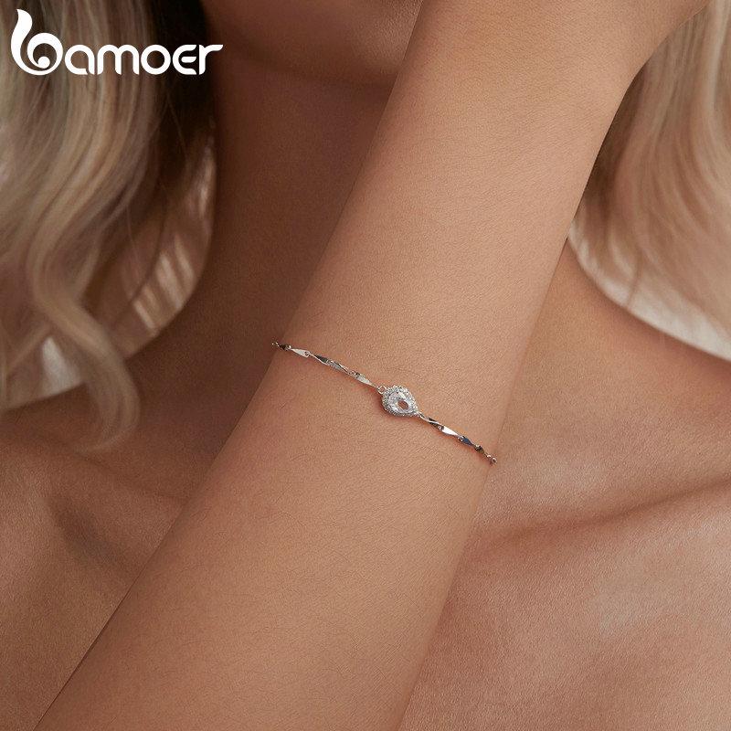 BAMOER из стерлингового серебра 925 пробы, сверкающий браслет-капелька, благородный и элегантный браслет для женщин, повседневная одежда, ювелирные украшения
