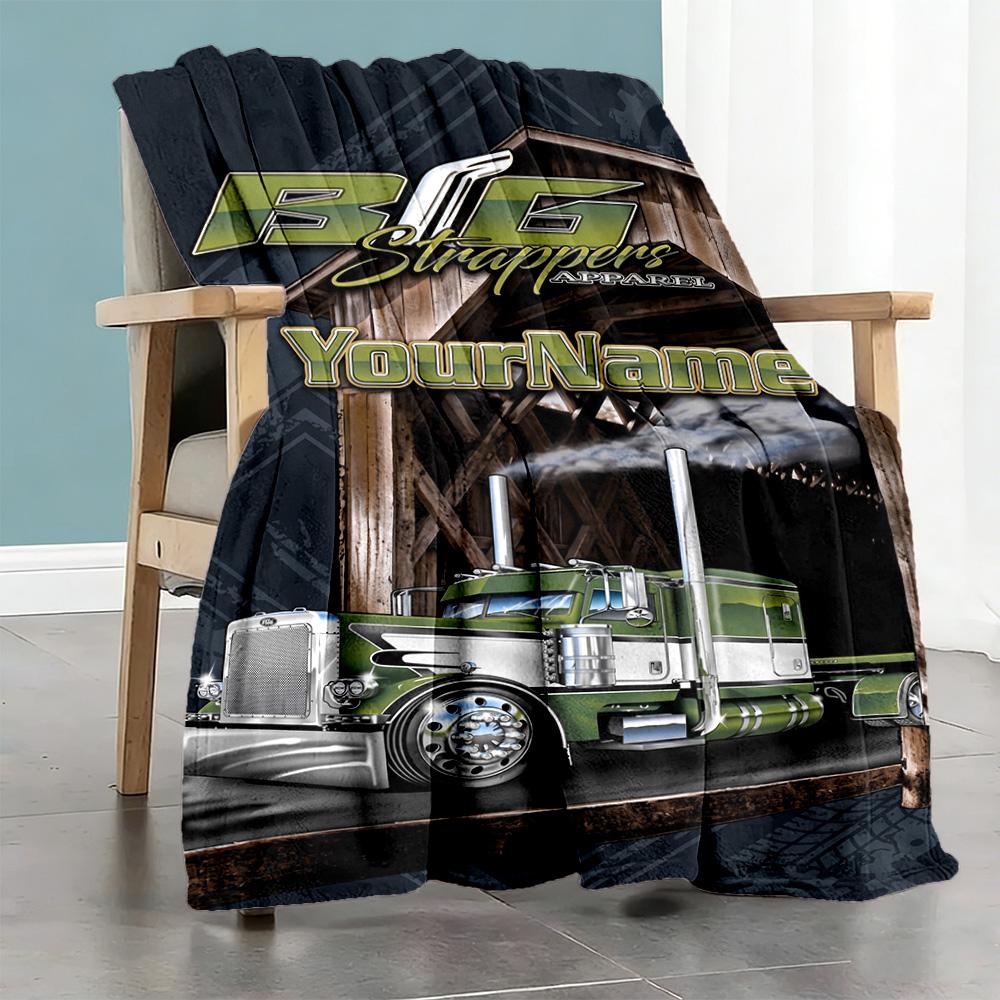Peterbilt Heavy Trucks Customize Your Name Blanket Lightweight Customizable Blanket Soft & Cozy Great for Bed Living Room Couch Chair