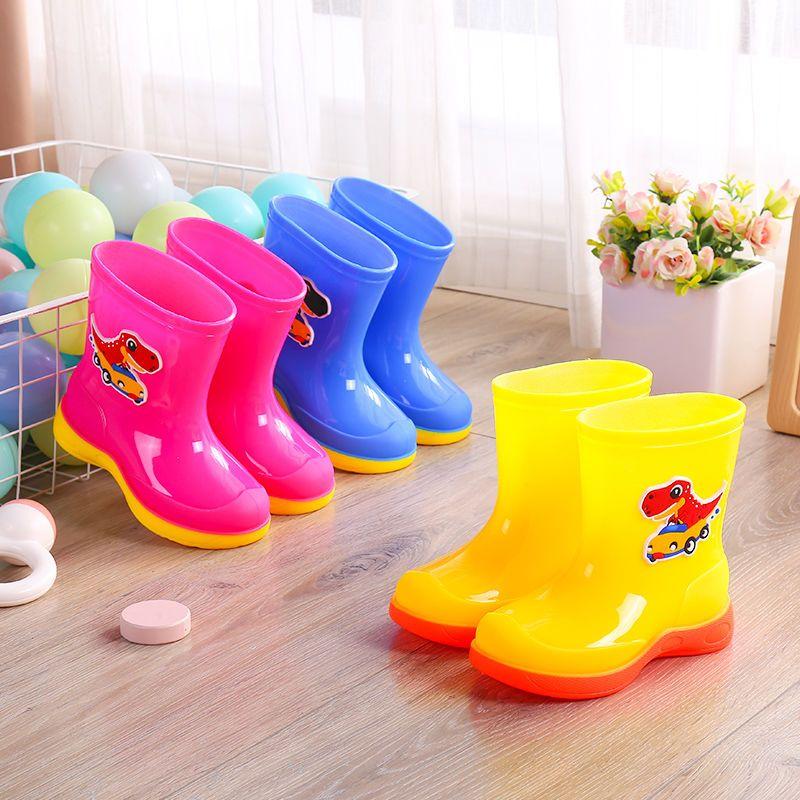 Waterproof Cartoon Rain Boots for Boys Girls Aged 8 To 11 Non-Slip Warm Rubber Shoes for Kids Comfortable Rain Footwear