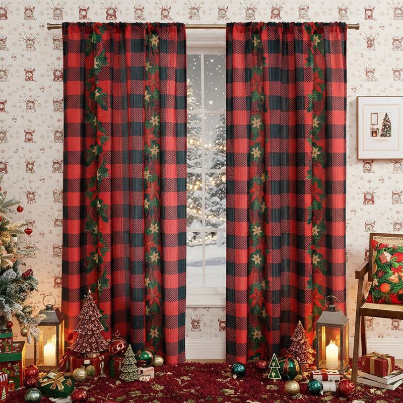 Рождественские Американские Шторы Дверные Шторы Санта Готовые Шторы Украшение Без Сверления Готовые Шторы Большие Окна