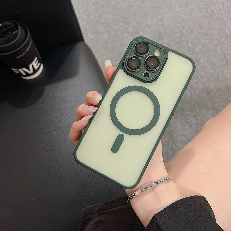 Роскошная защитная пленка для объектива из стекла, магнитный чехол для iPhone 16 15 14 Plus 11 12 13 Pro Max 16Pro 15Pro Max, полупрозрачная матовая крышка