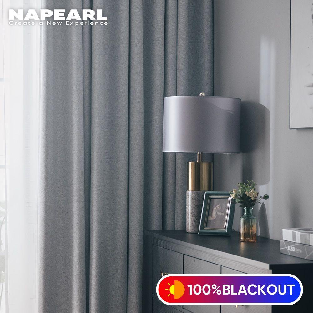1 шт. NAPEARL 100% Блэкаут Льняная Штора Однотонная Современная Штора на Кольцах Для Спальни Гостиной Домашний Декор
