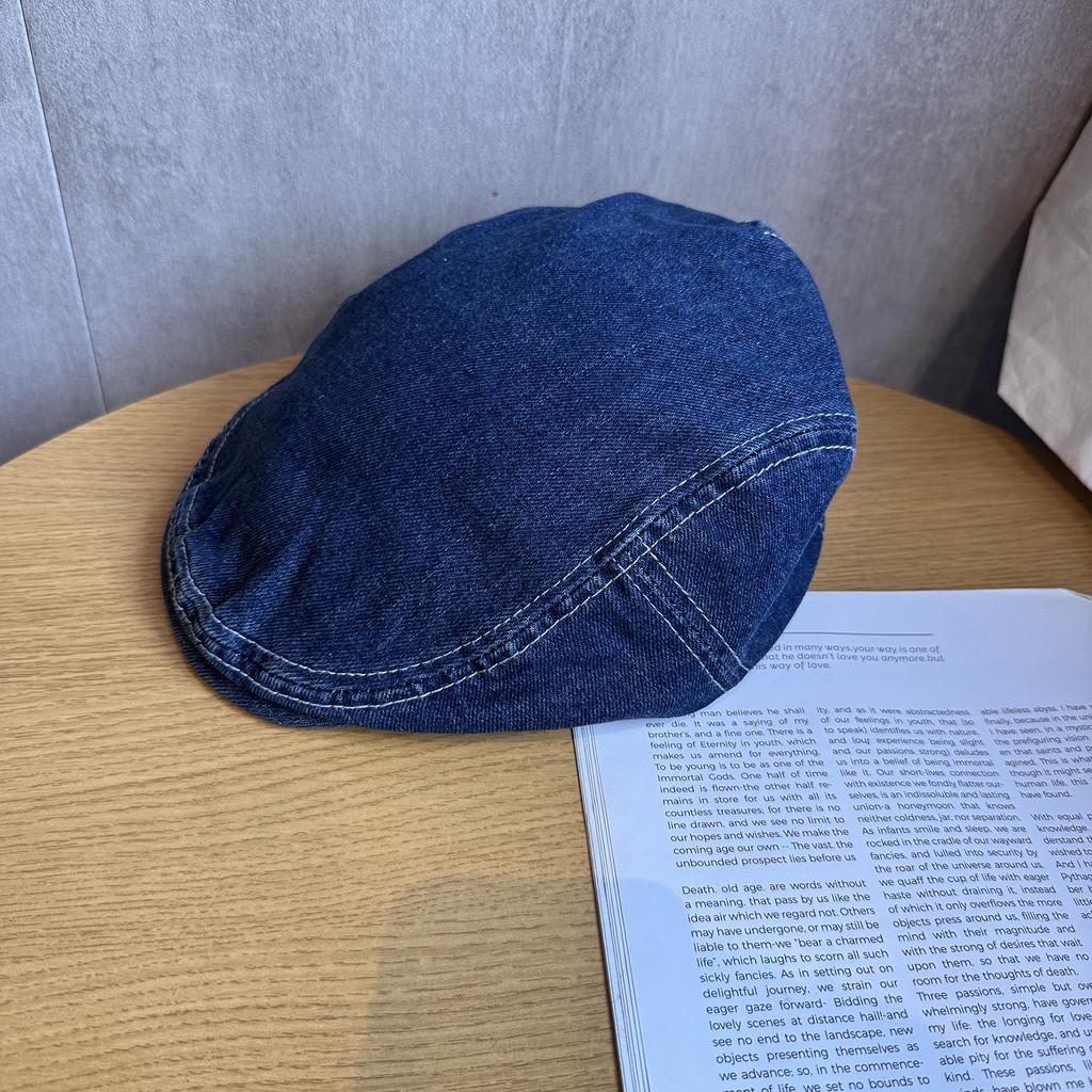 Ретро Цвет Однотонная Джинсовая Кепка Газетчика Винтажная Стирка Солнцезащитная Уличный Стиль Мода