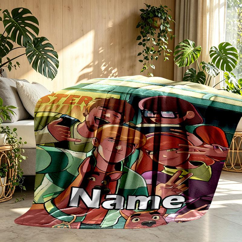 Custom Name Personalized Scooby Print Blanket, Home Decor, Bedroom, Sofa, Camping, Couch, Gifts for Birthday Christmas