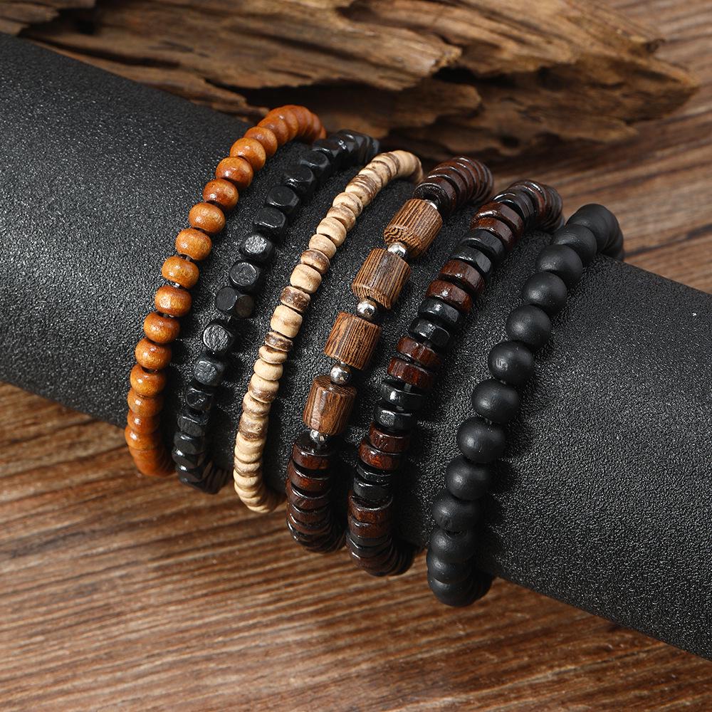 Retro Wooden Bead Men's Bracelet: Multi-Layer Handmade Jewelry