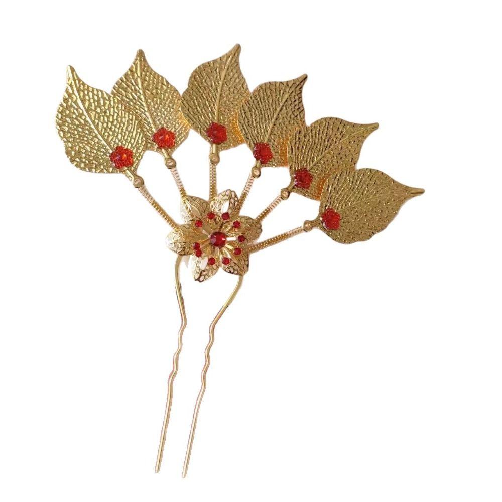 Flower Thai Hair Sticks Gold U-shaped Hair Fork Antique Ethnic Style Hair Accessories  Daily