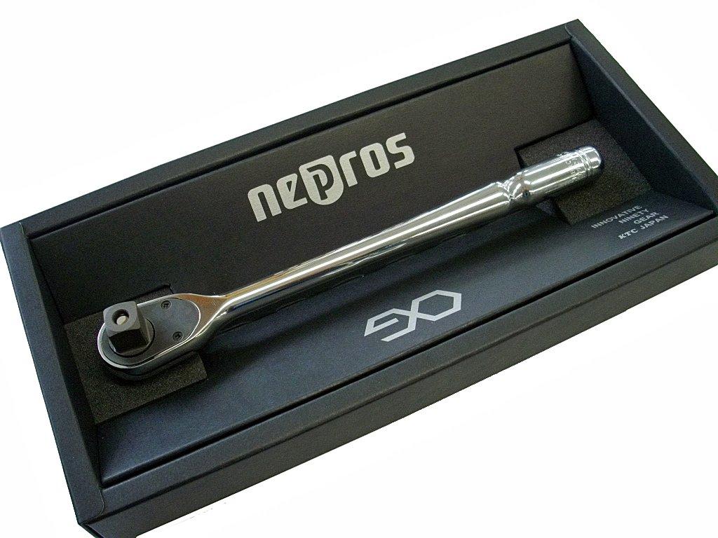 Kyoto Machinery Tools Nepros Compact Long Ratchet Handle Total 175mm NBRC390L (KTC) 9.5sq. Length