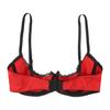 Women Plus Size Lace Trim Underwire 1/4 Cup Open Front Bra Top Push Up Shelf Balconette Brassiere Corset Underwear