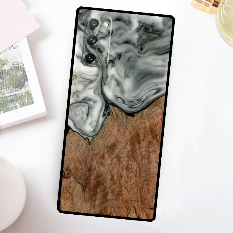 Гибридный чехол для телефона из дерева и смолы для Samsung Galaxy S23 S24 Ultra S22 S20 S21 FE Note 20 10 S8 S9 S10 Plus