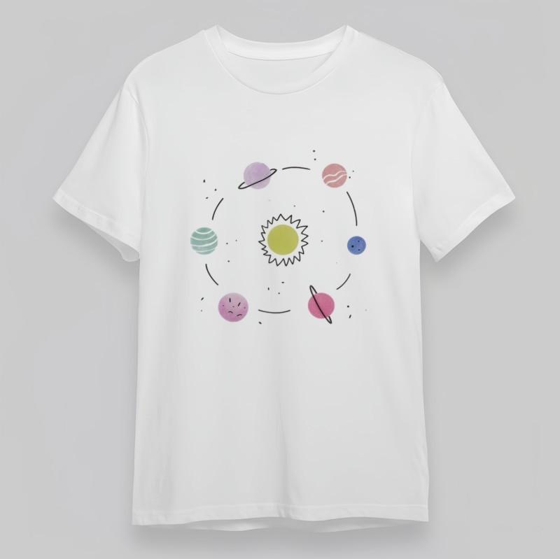 Women's Oversize Trend Classic T-Shirt Mens Womens Tees Top Colorful Solar System Planets Graphic Tee