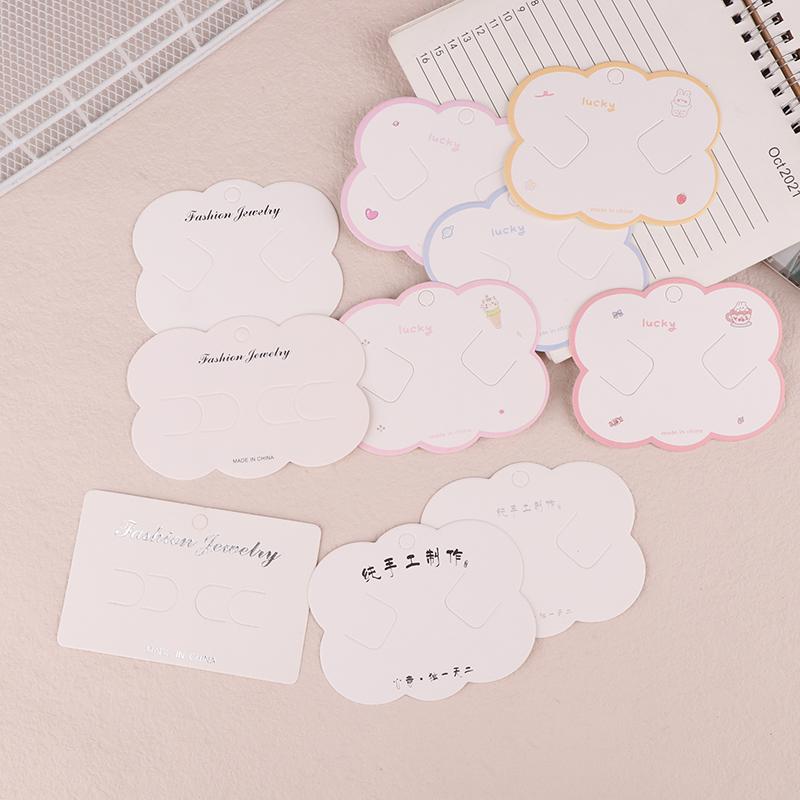 100Pcs Cute Headband Hair Clips Jewelry Display Card Blank Kraft Paper Card Hairclip Price Tag Hairpin Packaging Cardboard Holde