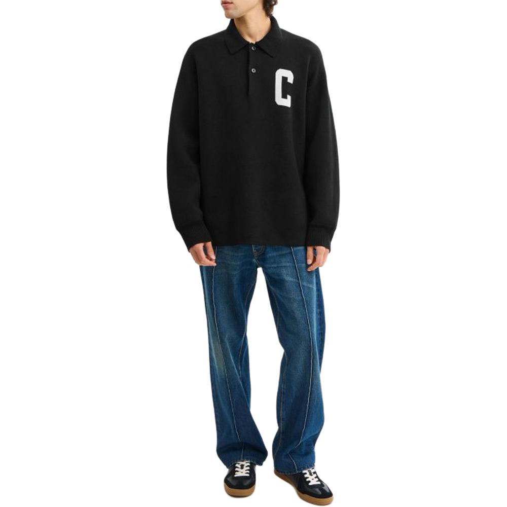 COACH Sweaters Men's Black Polo Collar Moderate CCQ12-BLK