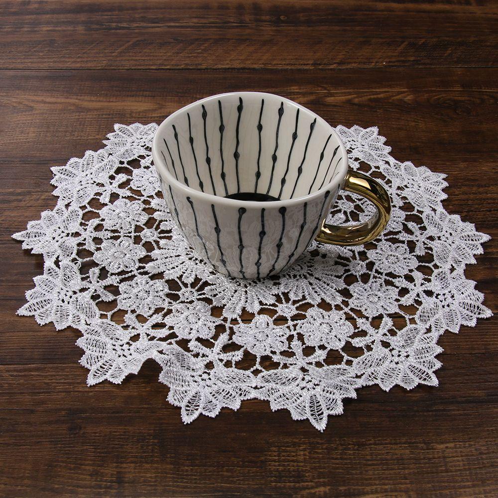 Banquet Decor Lace Round Shape Coasters for Kitchen Table Cotton Napkin Embroidery Table Cloth