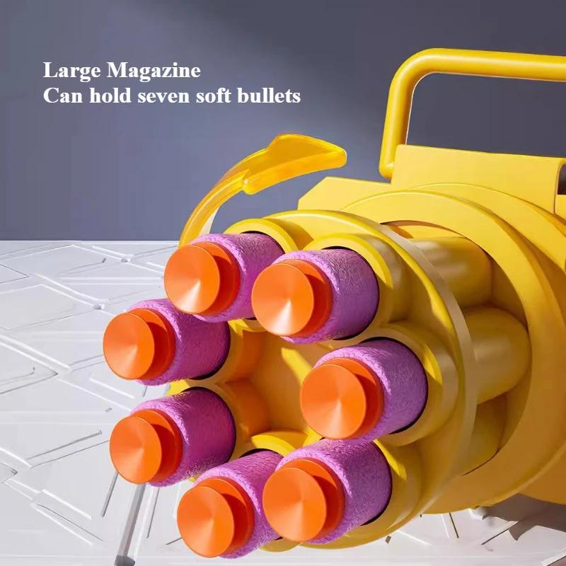 7-ствольный бластер-пулемет для пенных дротиков, игрушечное оружие с мягкими пулями, безопасная игра в стрельбу на открытом воздухе для мальчиков, детей, снятие стресса