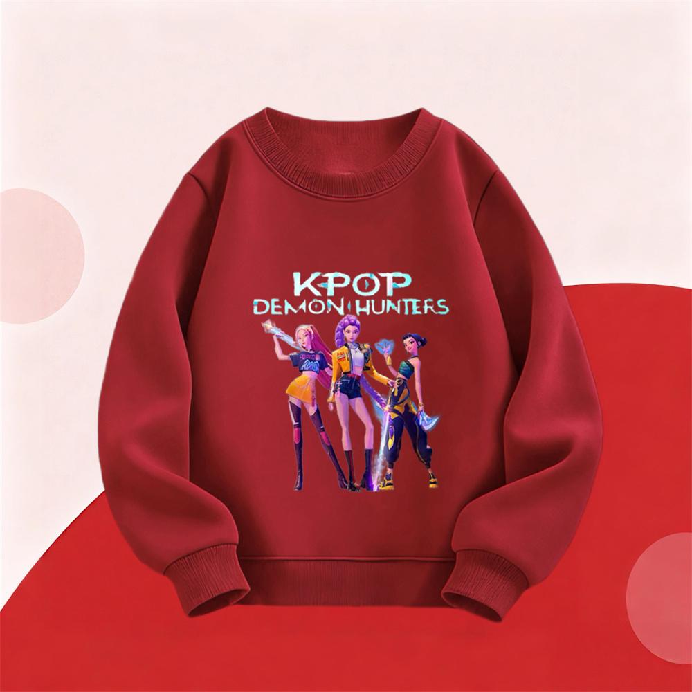 Детские толстовки Модные повседневные с длинным рукавом Детские K-pop Охотница на демонов Худи Верхняя одежда Малыши Мультяшные принты Пуловеры