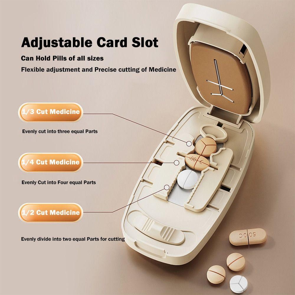 Drug Tablet Pill Divider Storage Box Dustproof Crusher Divider  for Small or Large Pills