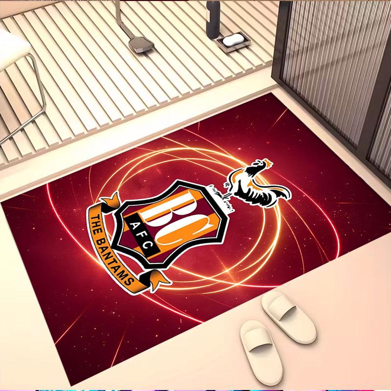 Bradford City AFC Print Rug, Washable Floor Carpet, For Entryway Dorm Laundry Room Office Study, Home Decor Birthday Christmas Gift