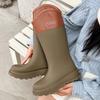 Rain shoes women's fashion winter wear water shoes adult velvet high rain boots waterproof and non-slip new rubber shoes long boots