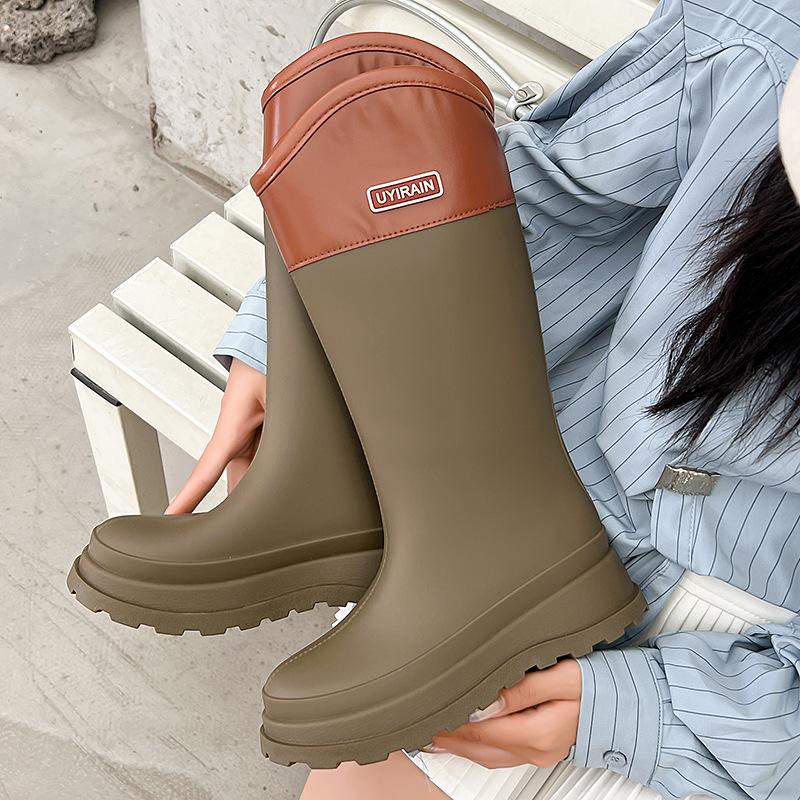 Rain shoes women's fashion winter wear water shoes adult velvet high rain boots waterproof and non-slip new rubber shoes long boots