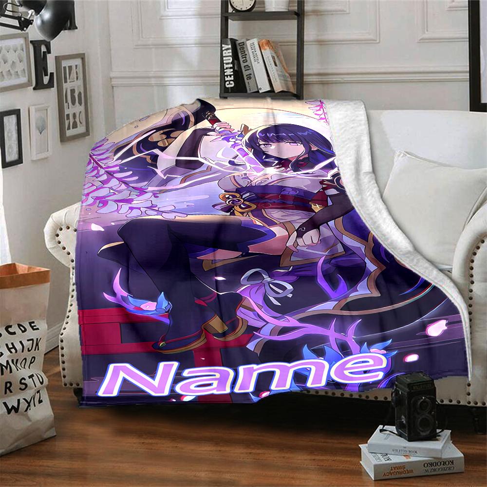Customiz Name Personality Genshin Impact Balzebub Blanket Soft &Warm Sofa Office Bed Travel Lunch Break Blanket, Gift Suitable All Seasons
